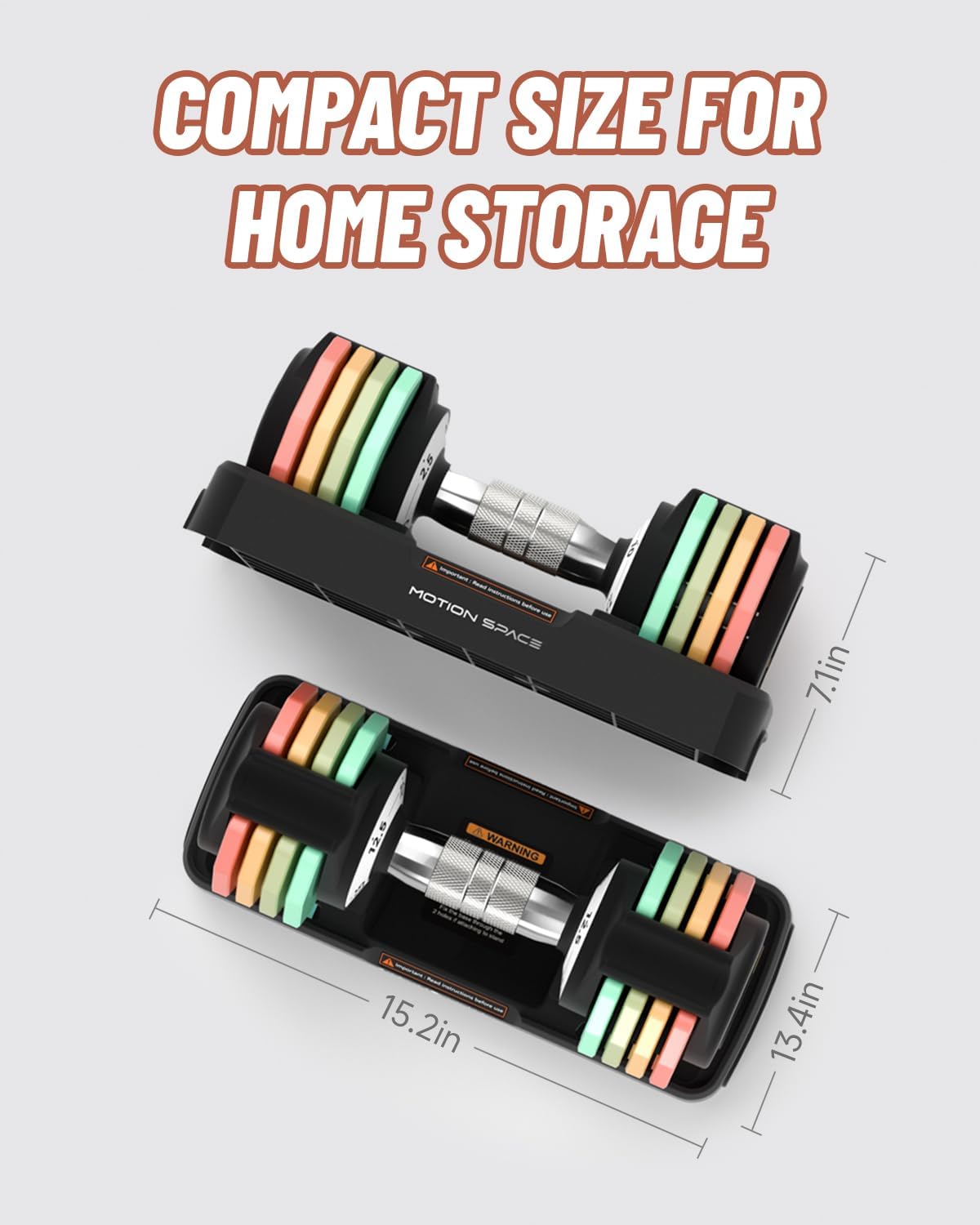 Adjustable Dumbbells Set 12.5LB/22.5LB Pair, 1-Sec Fast Adjustable 5 Weights by Turning Handle, Premium Comfort Non-slip Metal Dumbbells with Tray, Compact Size for Full Body Home Workout