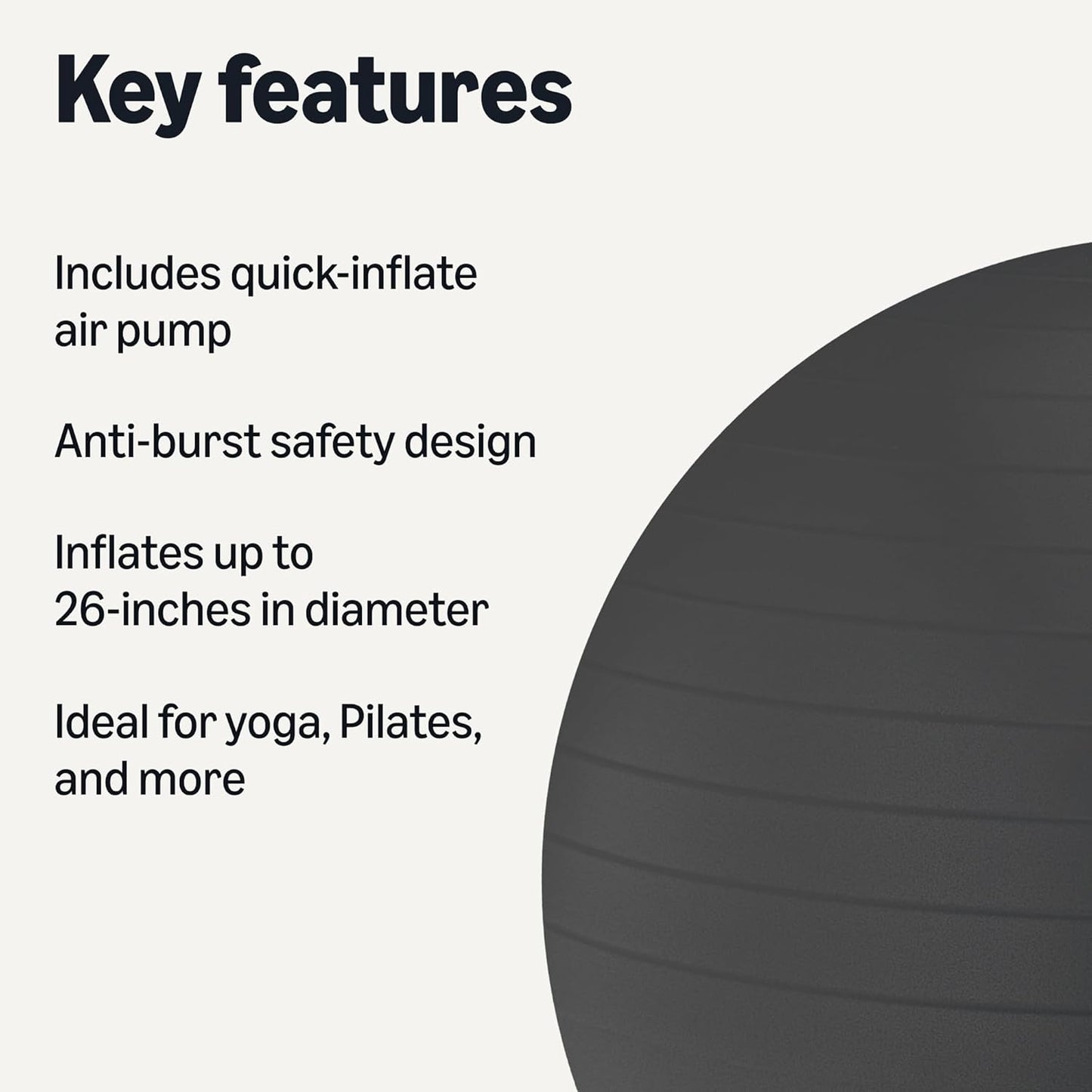 Amazon Basics Anti-Burst Exercise Ball with Pump, 23-26" Diameter