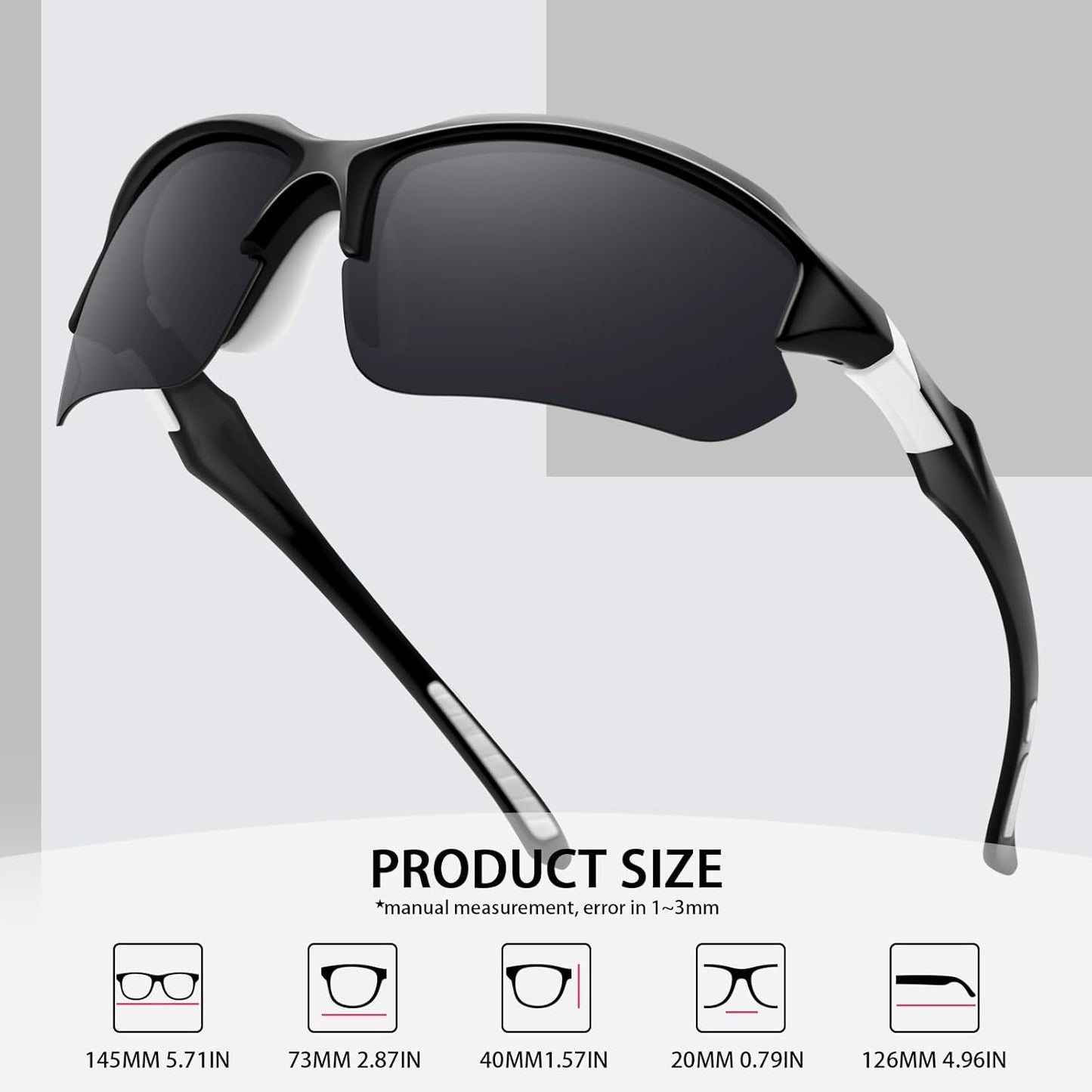 Sports Polarized Sunglasses for Men Cycling Running Fishing UV Protection Sun Glasses Lightweight Half Frame Goggles