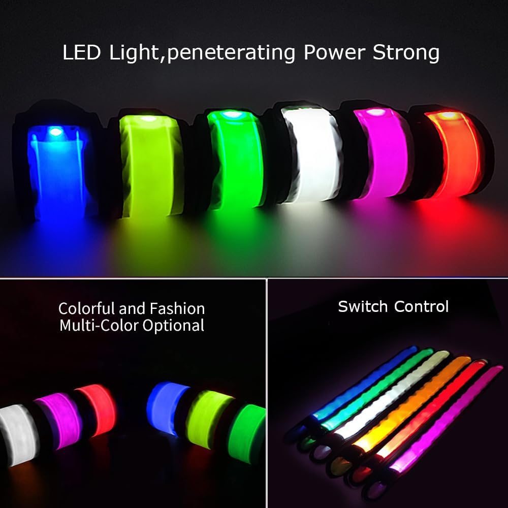 LOBKIN Safety Bracelets, LED Slap Armband Kids Walking at Night Safe LED Light Wrist Light Reflective Belt, Magic Band Running Lights for Runners