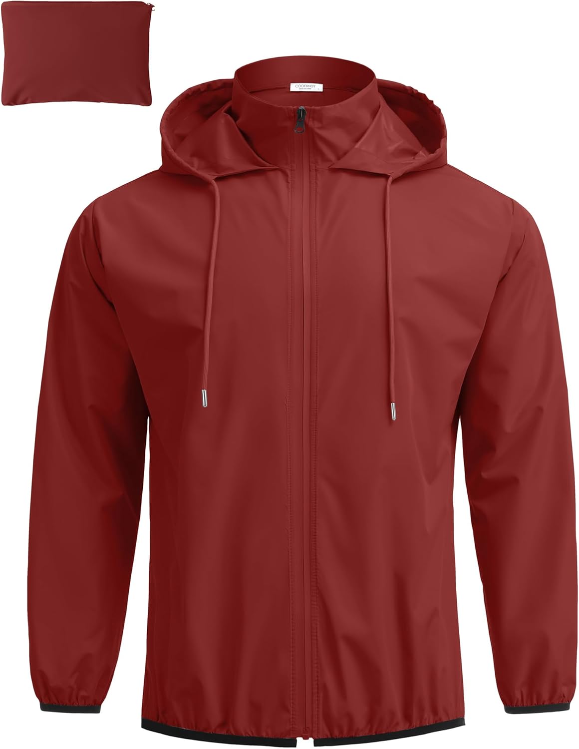 COOFANDY Men's Packable Rain Jacket Lightweight Waterproof Raincoat with Hood Travel Hiking Golf Windbreaker