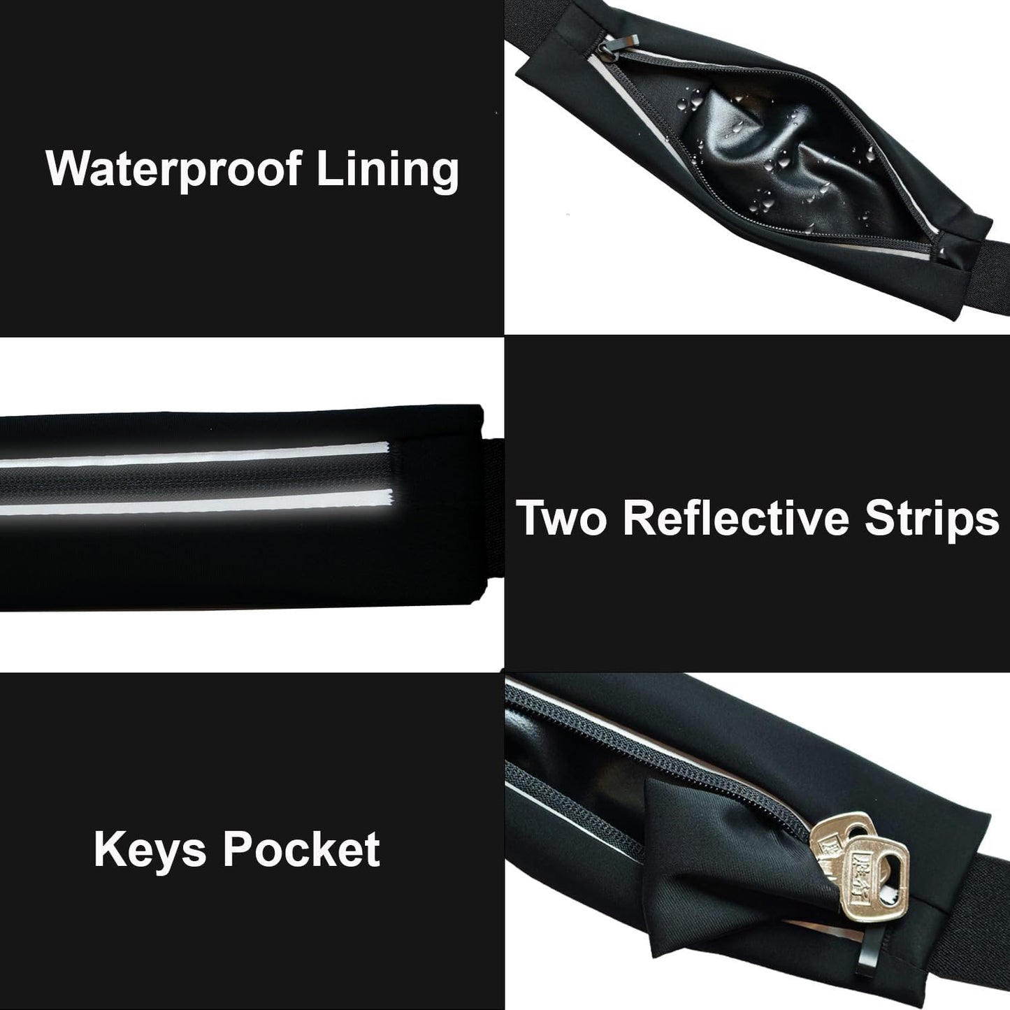 Running Belt Fanny Pack, Slim Runners Waist Pack for Men & Women [Fits ALL Phones], Money Belt, Reflective Running Gear Accessories Fitness Phone Holder for Exercise Marathon Jogging (Black1)