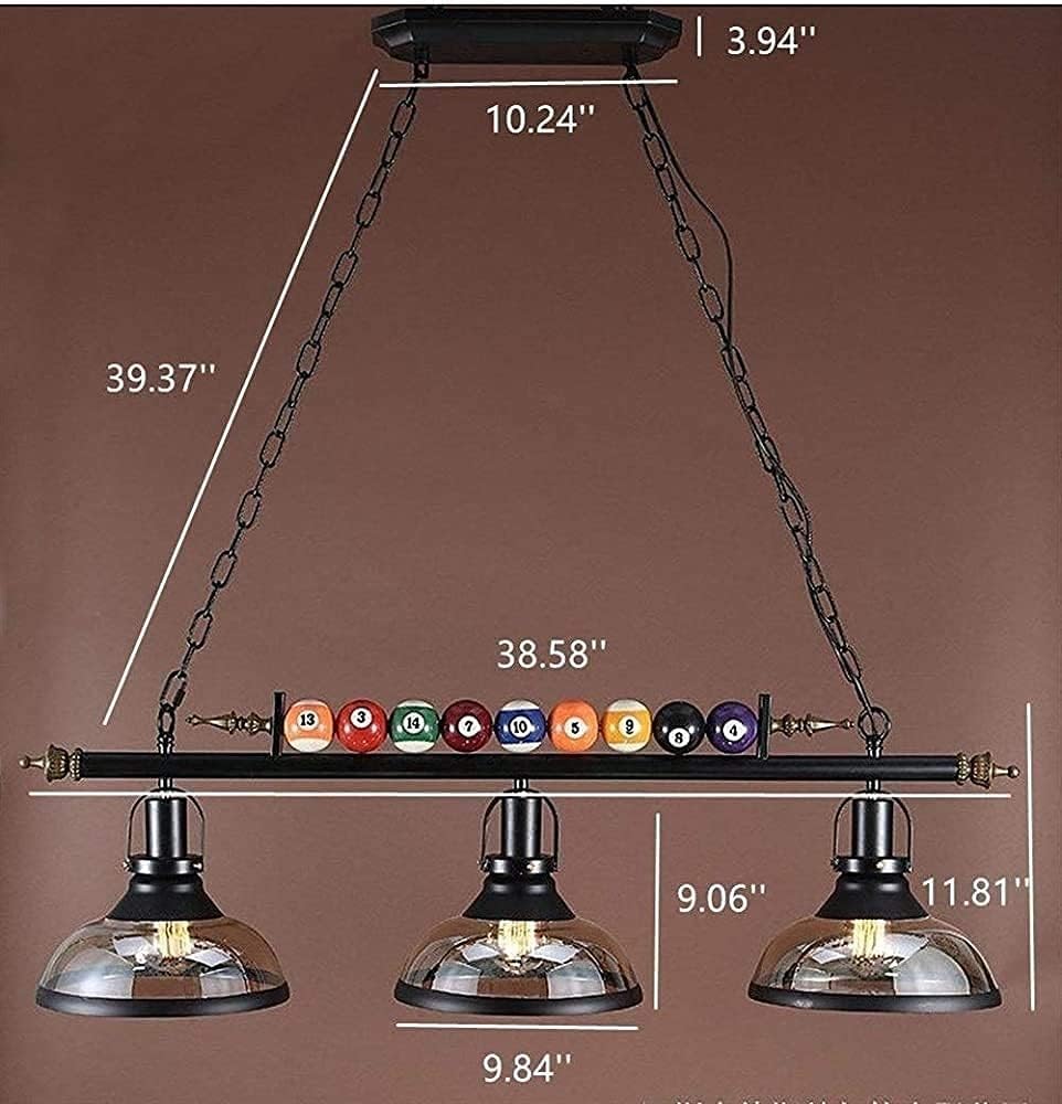 MADISH Billiard Pendant Lights, Retro Island Light Fixtures, for 7'-8' Hanging Pool Table Lights for Bar, Cafe, Billiards Room, Snooker Table, Kitchen Island, Beer Party