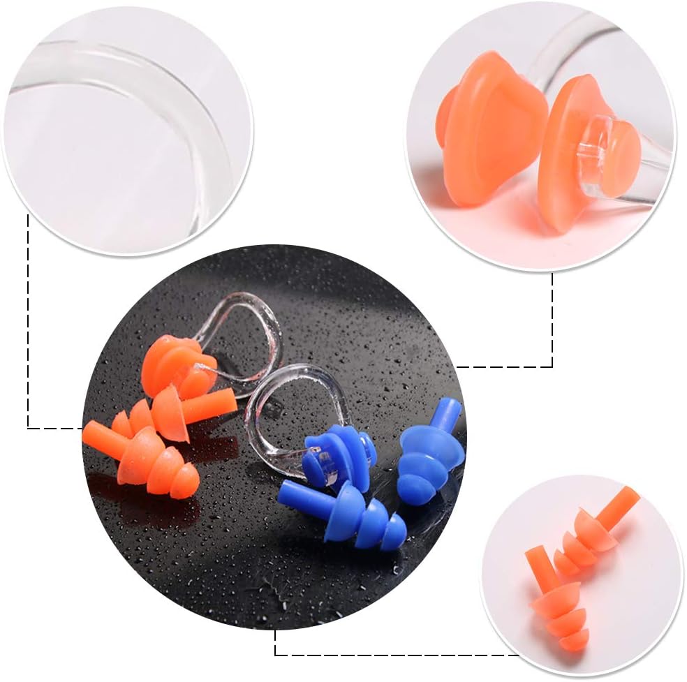 UPINS 14 Sets Silicone Nose Clips Waterproof Swimming Nose Plugs Earplugs for Adults Kids, Ear Nose Protector