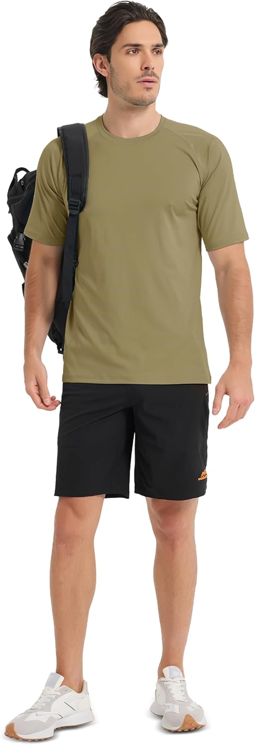 MAGCOMSEN Men's Short Sleeve UPF 50+ Sun Protection Shirts Quick Dry Athletic T-Shirt Hiking Running Swimming Rash Guard