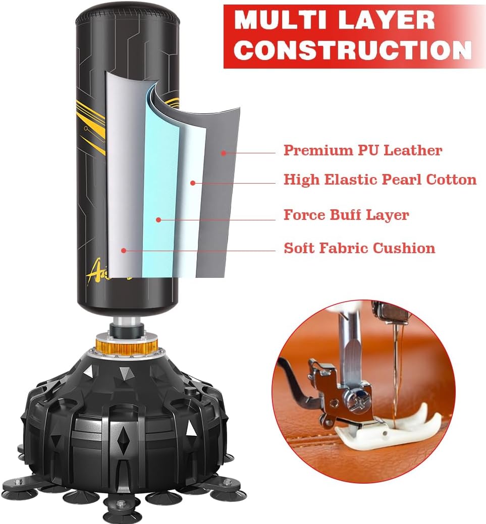 Freestanding Punching Bag with Boxing Gloves, Boxing Bag with Suction Cup Base for Adult Teens-Standing Kickboxing Bag for Home Office Gym