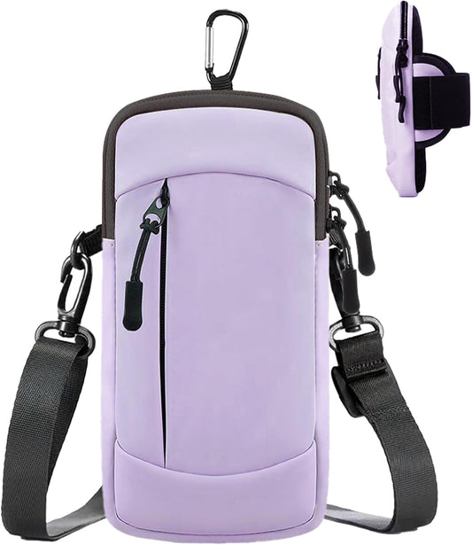Cell Phone Crossbody Bag with Arm Band, Waterproof Phone Holder Pouch Fits iPhone & Android up to 7'', Small Sling Shoulder Purse for Running, Hiking, Travel, Workout (Purple)