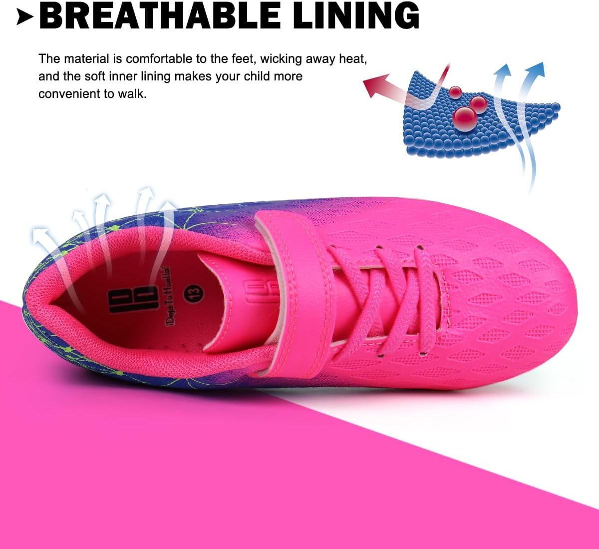 brooman Kids Firm Ground Soccer Cleats Boys Girls Athletic Outdoor Football Shoes