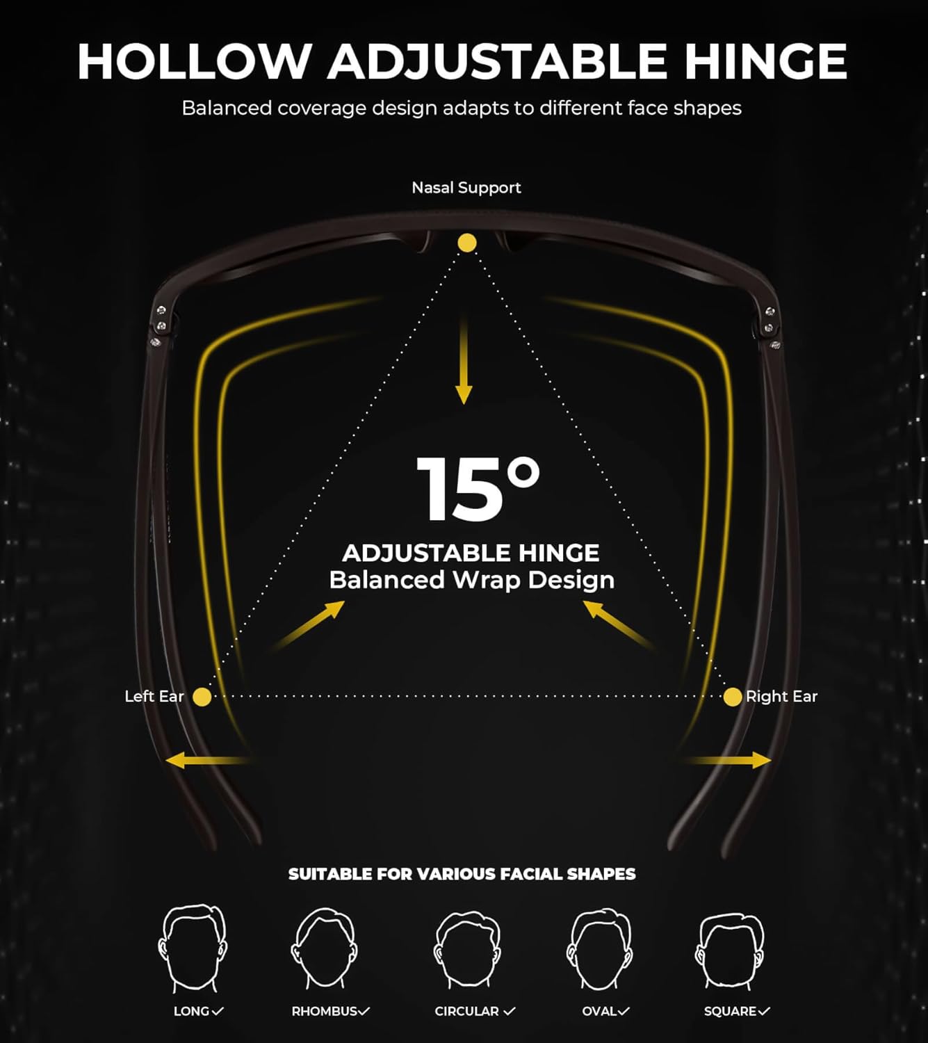 KALIYADI Polarized Sunglasses for Men, Lightweight Sun Glasses with UV Protection for Driving Fishing Golf