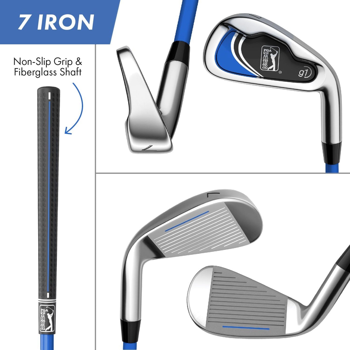 PGA TOUR Youth Golf Club Set for Ages 8-12 (4’8”-5’2”) and 12+ (5’2”+), Right and Left-Handed Kids Golf Sets – Beginner Junior Golf Clubs with Lightweight Stand Bag, Mallet Putter, Hybrid, Driver