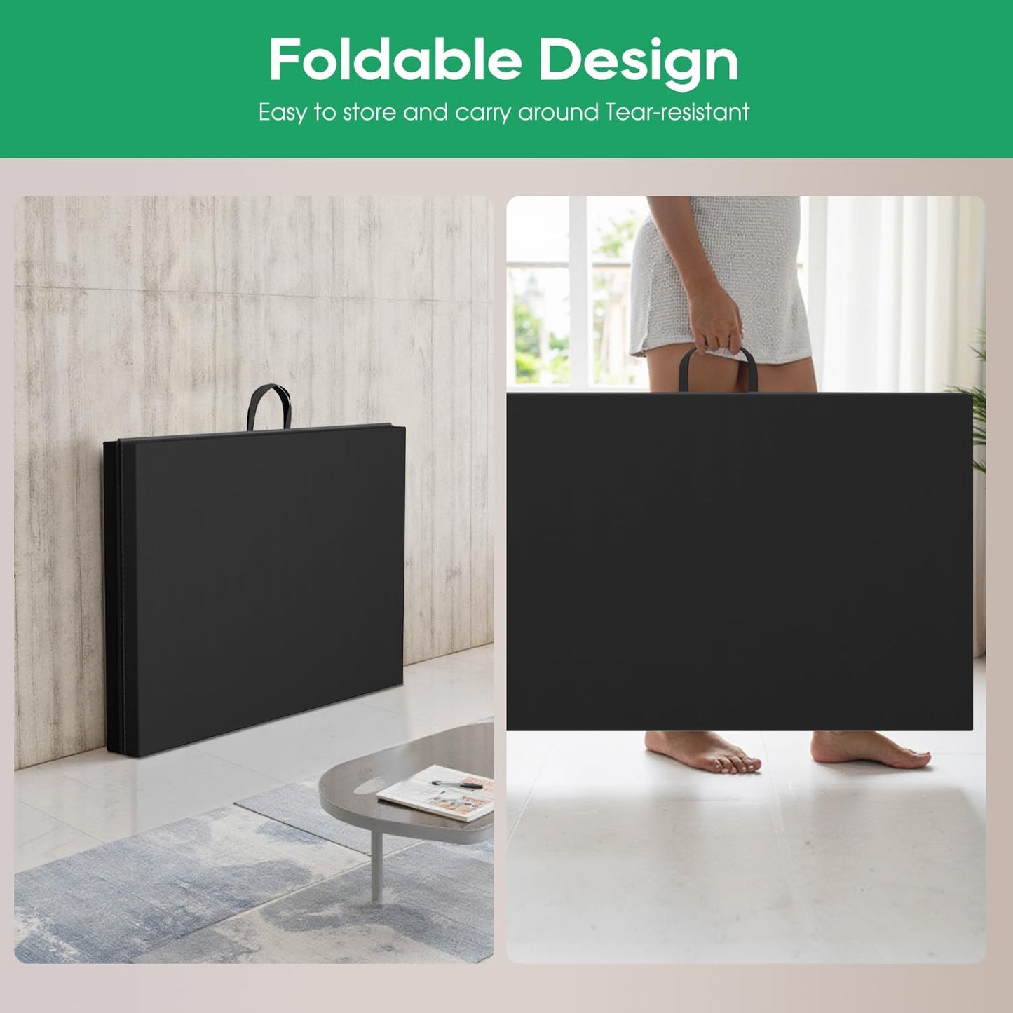 Gymnastics Tumbling Mats Portable Gymnastics Mat Foldable Tumbling Mat 2'x6'/4'x8' PU Leather Exercise Mat Yoga Mat with Carrying Handles for home Workout outdoor Yoga Gymnastics