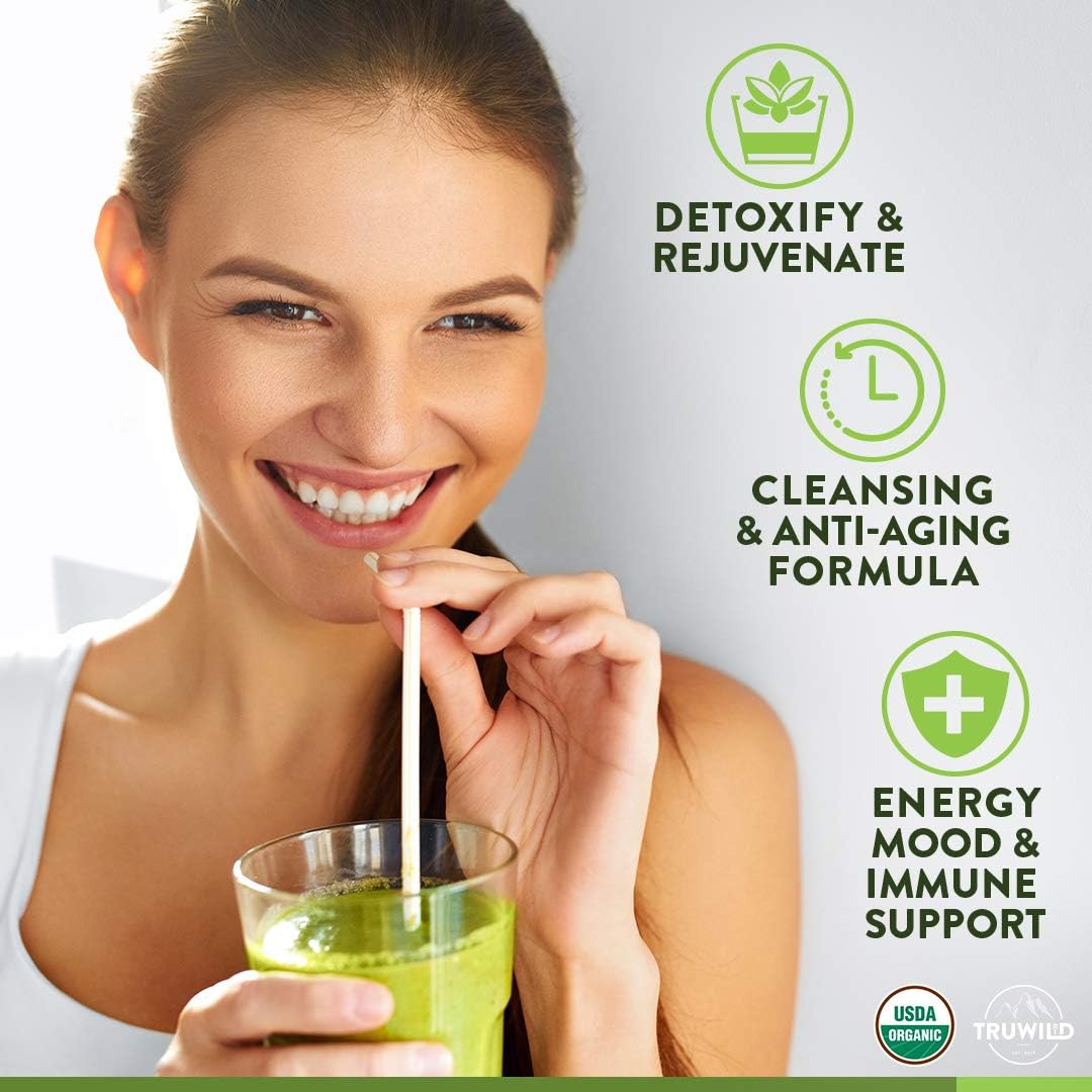 TruWild Greens Superfood Juice Powder, with 22+ Greens & Anti-Oxidants, Green Juice Powder, Natural Immune, Stress, Digestion Support, 40 Servings, 2 Pack