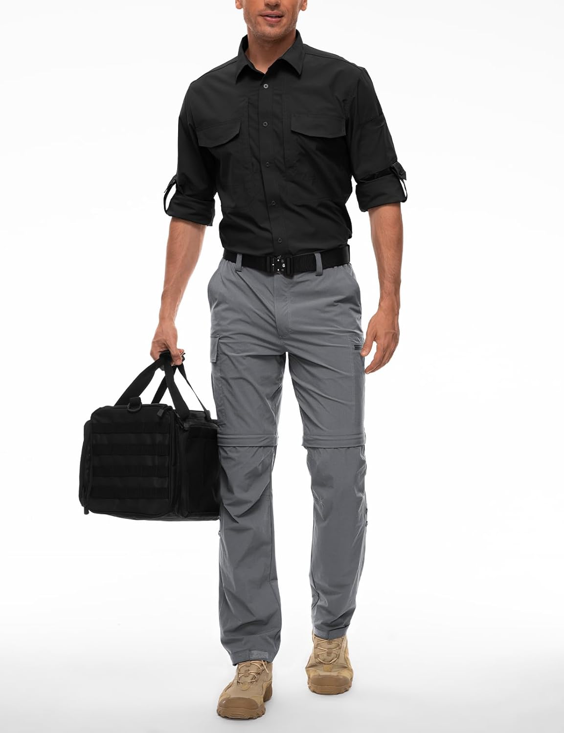 Wespornow Men's-Convertible-Hiking-Pants Quick Dry Lightweight Zip Off Breathable Cargo Pants for Outdoor, Fishing, Safari