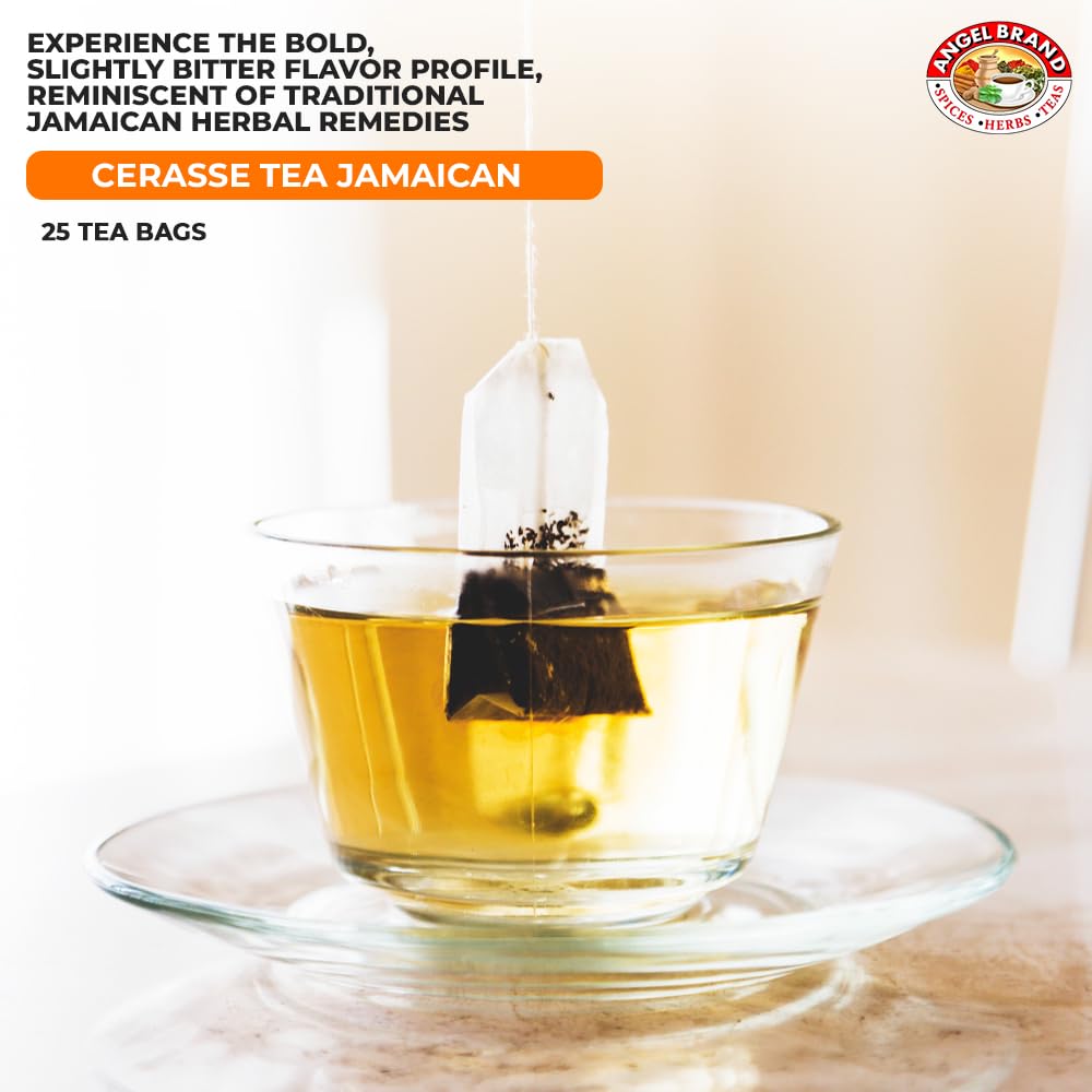 Angel Brand Cerasse Tea Bags Jamaican 24 – Pack of 3 – Authentic Herbal Tea with Bitter Flavor, Inspired by Traditional Caribbean Practices, Perfect for a Soothing and Refreshing Brew.