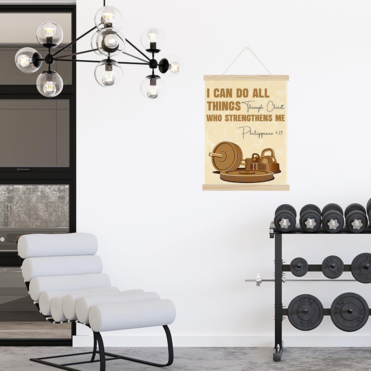 Gym Christian Motivational Posters College Dorm Posters Gifts for Guys Friends I Can Do All Things Through Christ who Strenghthens Me Gym Flag Wall Art Decor Sign for Home Gym Bedroom Office