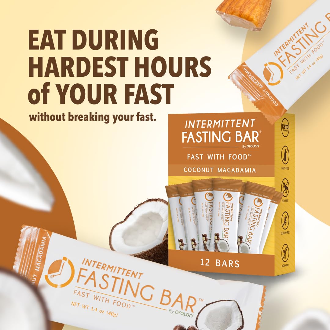 Prolon Fast Bars | Keto, Gluten Free, Dairy Free, Plant Based Protein, Intermittent Fasting Bars | Developed to Not Break Your Fast | Coconut Macadamia Nut, 24 Ct
