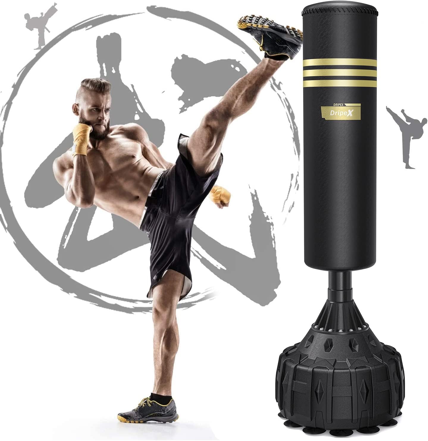 Dripex Freestanding Punching Bag, Heavy Boxing Bag with Stand for Adult Youth - Men Standing Boxing Punch Bag for Home Gym Workout