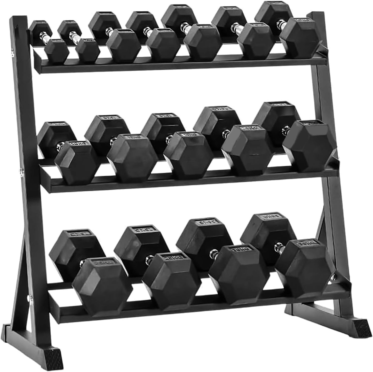 350/450/550 lbs Hex Weight Dumbbells Sets with Rack Rubber Encased Dumbbell Free Weights Set for Home Gym Weight Rack with Dumbbells Set