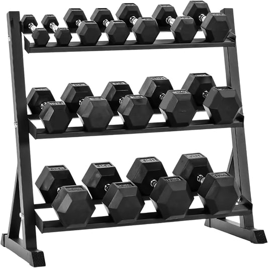 350/450/550 lbs Hex Weight Dumbbells Sets with Rack Rubber Encased Dumbbell Free Weights Set for Home Gym Weight Rack with Dumbbells Set