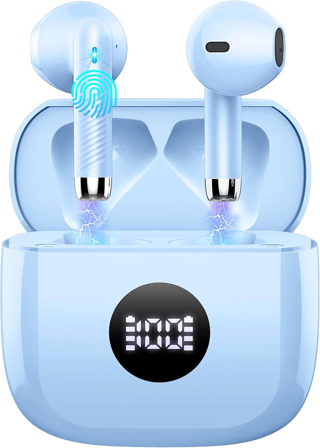 Wireless Earbuds, Bluetooth Ear Buds LED Power Display Headphones Bass Stereo, Bluetooth Earbuds in-Ear Noise Cancelling Mic, 40H Playback Mini Case IP7 Waterproof Sports Earphones for Android iOS