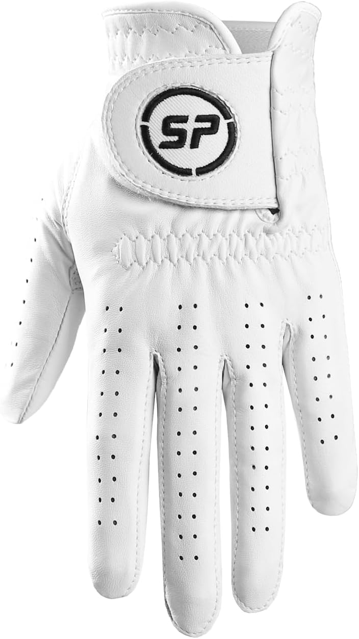 Golf Gloves Men, 100% AAA Cabretta Leather Golf Glove, Ergonomic Ultra Thin Leather Golf Gloves, Wear-Resistant White Gloves, Suitable for All Weather