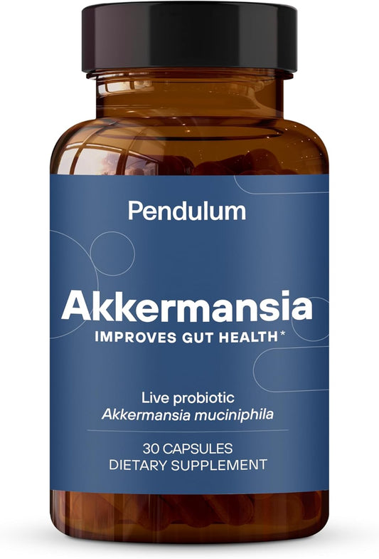 Pendulum Akkermansia Probiotic with Prebiotic Fiber - Increases GLP-1 Production, Delayed Release, Third-Party Tested, 100M AFU Live Strain for Gut Health for Men & Women (30 Capsules, 1-Pack)