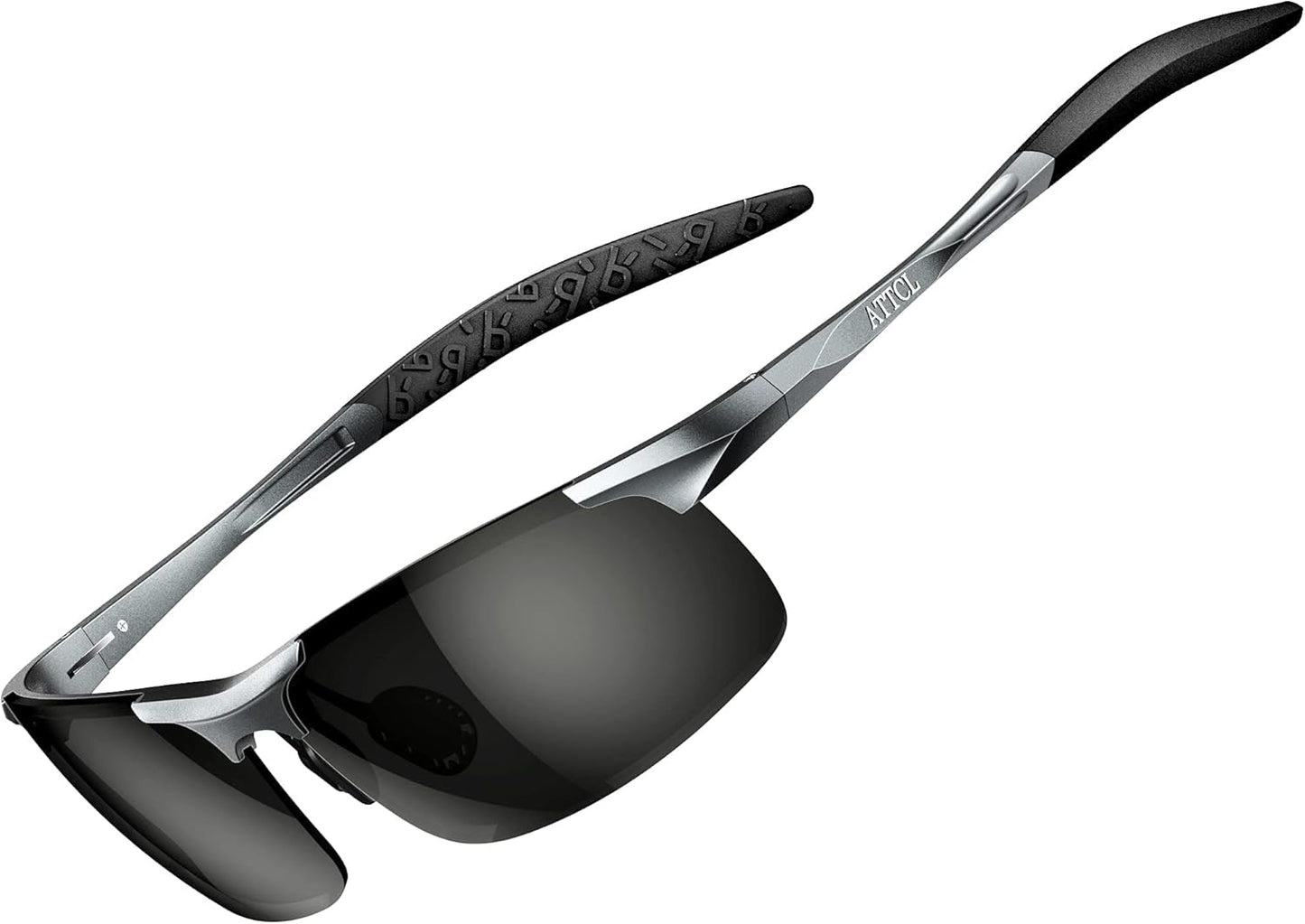 ATTCL Men's Sports Polarized Sunglasses Men for Driving running Fishing Golf - UV Protection Sun glasses Metal Frame