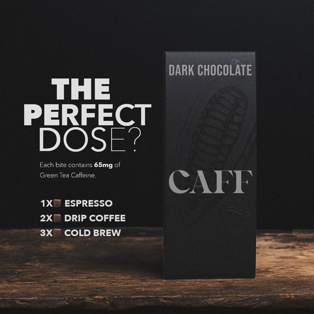 CAFF All Natural Energy Bites - Caffeinated Chocolate for Energy Boost - No Added Sugar - 65mg Caffeine Chocolate Bars – 15 Calorie Organic Caffeine Snacks - Vegan, Gluten-Free, Keto (20 Bites)