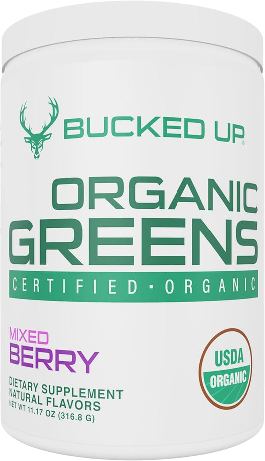 Greens Superfood Powder Mixed Berry | 8 Most Essential Mixed Greens | Certified 100% Organic | Chlorella, Spinach, Kale, Spirulina, Alfalfa, Broccoli, Wheat Grass, & Barley Grass | 30 SERV | 11.17 OZ