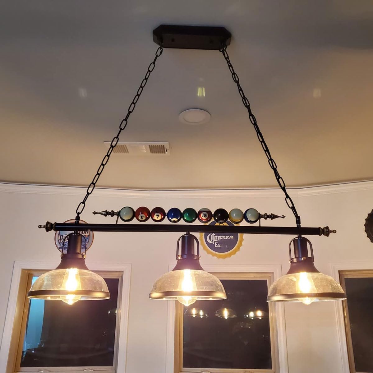 MADISH Billiard Pendant Lights, Retro Island Light Fixtures, for 7'-8' Hanging Pool Table Lights for Bar, Cafe, Billiards Room, Snooker Table, Kitchen Island, Beer Party