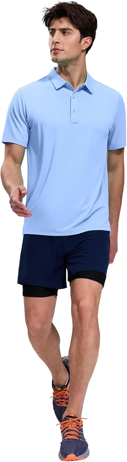 MIER Polo Shirts for Men Short Sleeve Dry Fit Performance Golf Tennis Active Collared Shirts, UPF 50+ Sun Protection