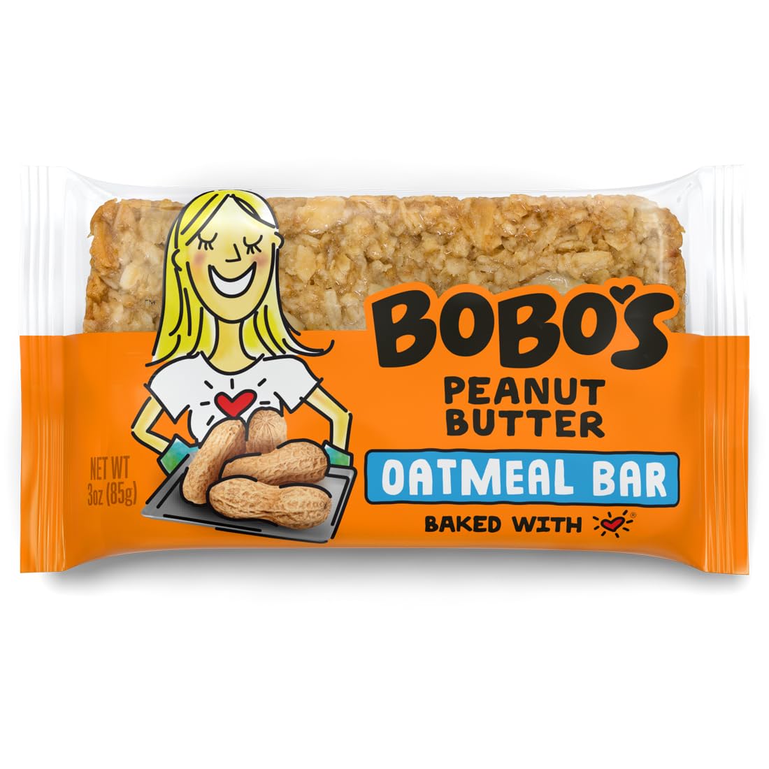 Bobo's Oatmeal Bars, Peanut Butter, Gluten Free Vegan Whole Grain Oat Bars, Pack of 12
