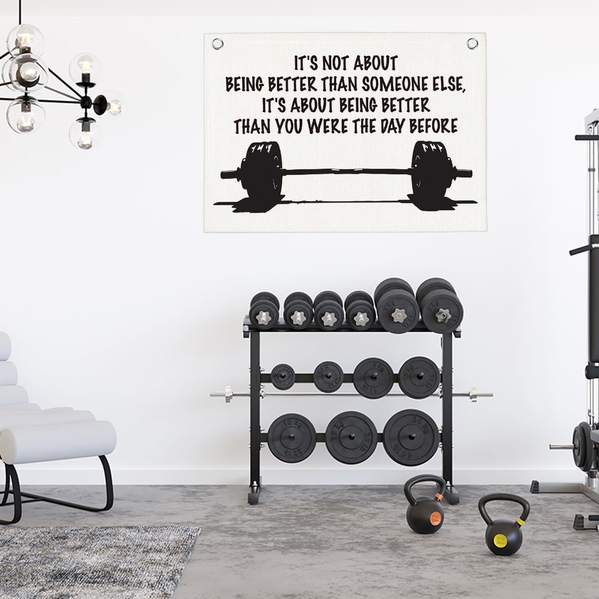 It's Not About Being Better Than Someone Else Gym Motivational Wall Art Banner Dorm Posters Gifts for Guys Men Women Gym Flag Decor for Home Gym Bedroom Workout Room 30x20 Inchs