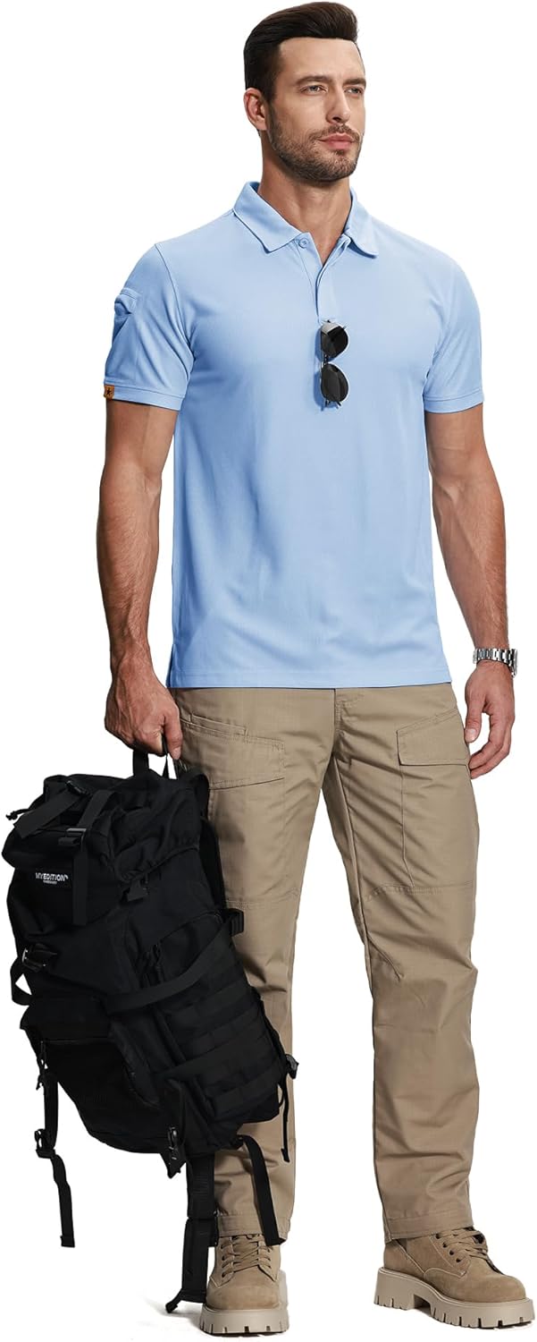 ZITY Mens 2 Pack Polo Shirts Short Sleeve Performance Sports Golf Shirt for Men Tactical Shirt