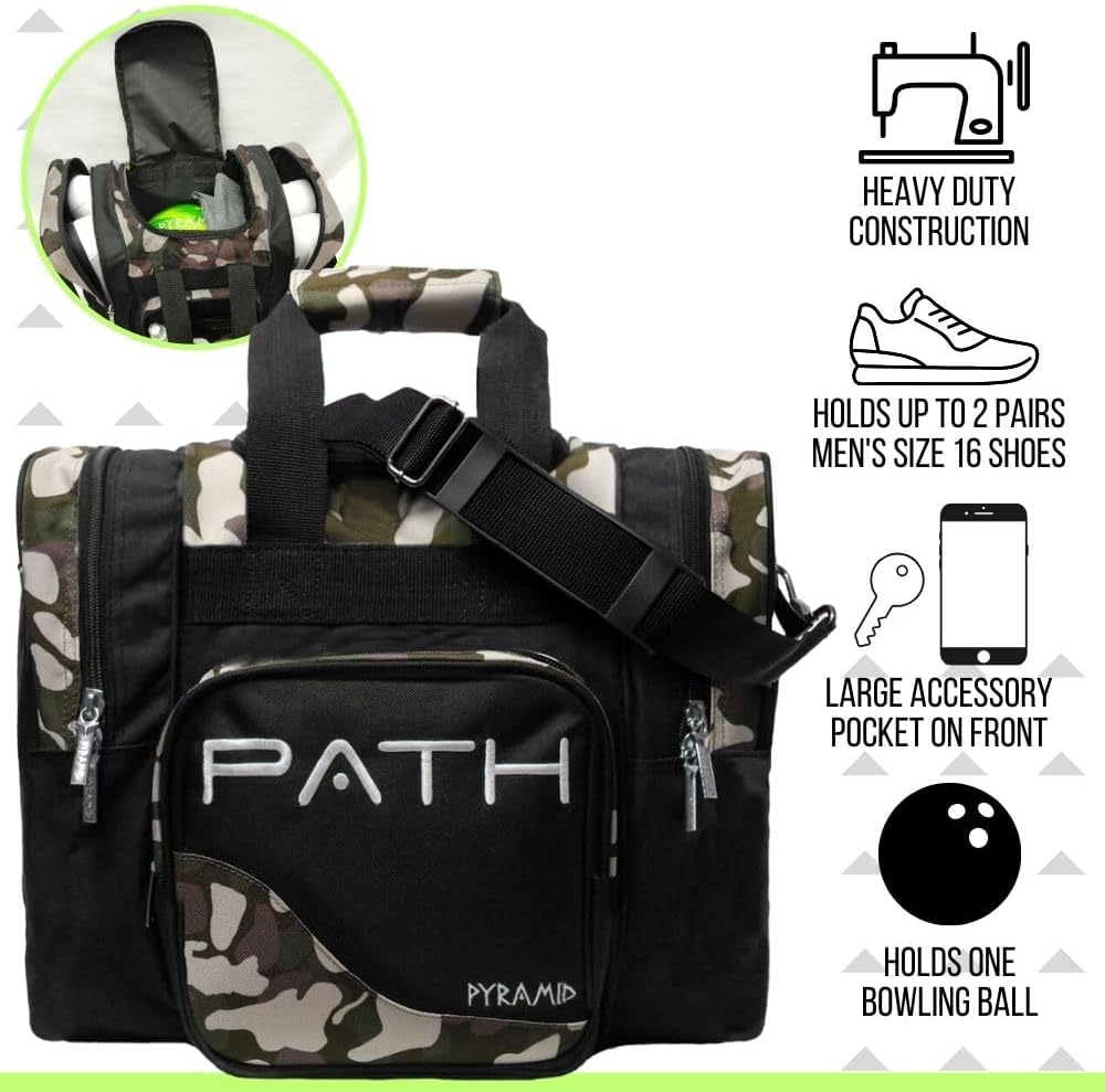 Pyramid Path Pro Deluxe Single Bowling Ball Tote - Holds One Ball, One Pair Shoes Up to Mens 15