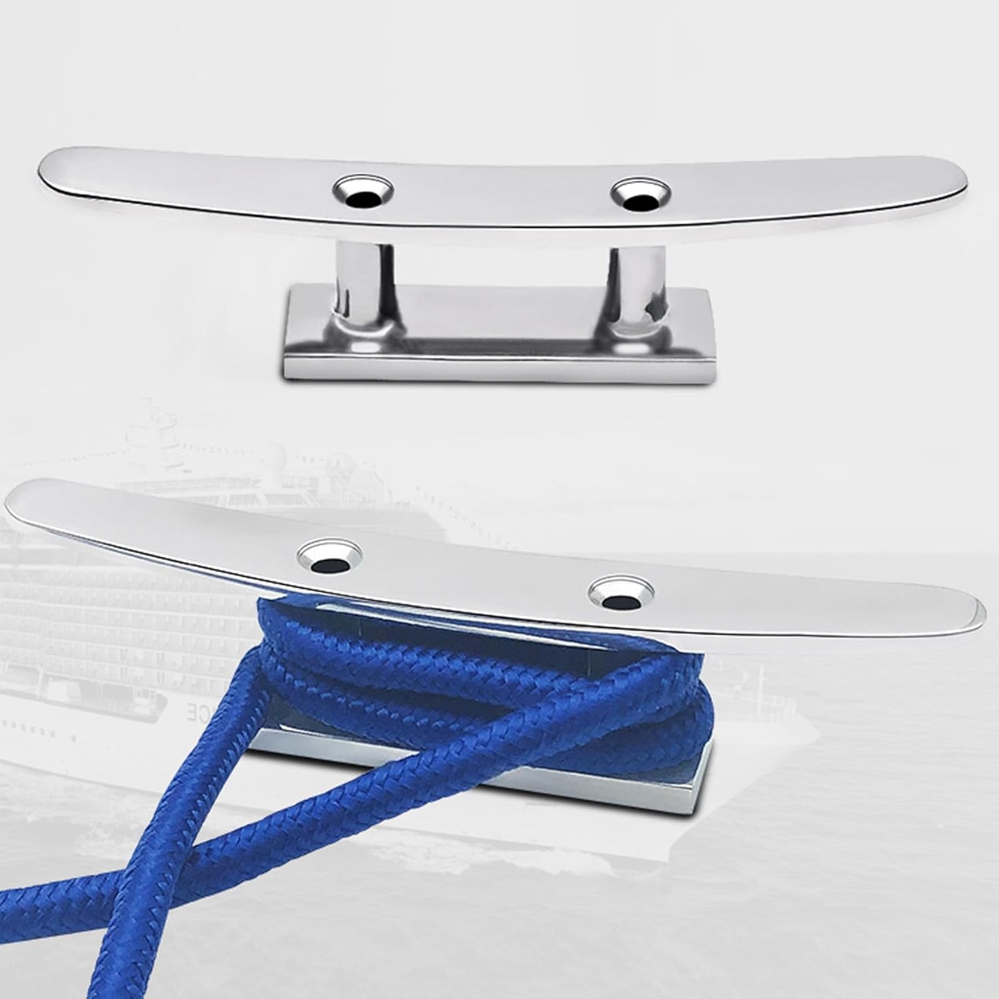 SHENGHUISS Boat Cleat 316 Stainless Steel Open Base Boat Dock Cleats with Fasteners, Marine Grade Rope Cleat for Boat, Dock, Deck, Kayak, Yacht, Nautical Decor (4"/5"/6"/8"/10")