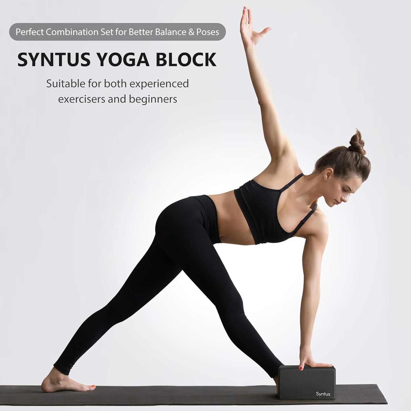 Syntus Yoga Block and Yoga Strap Set, 2 Soft Non-Slip Yoga Blocks 9×6×4 inches, 8FT Metal D-Ring Strap for Yoga, General Fitness, Pilates, Stretching and Toning