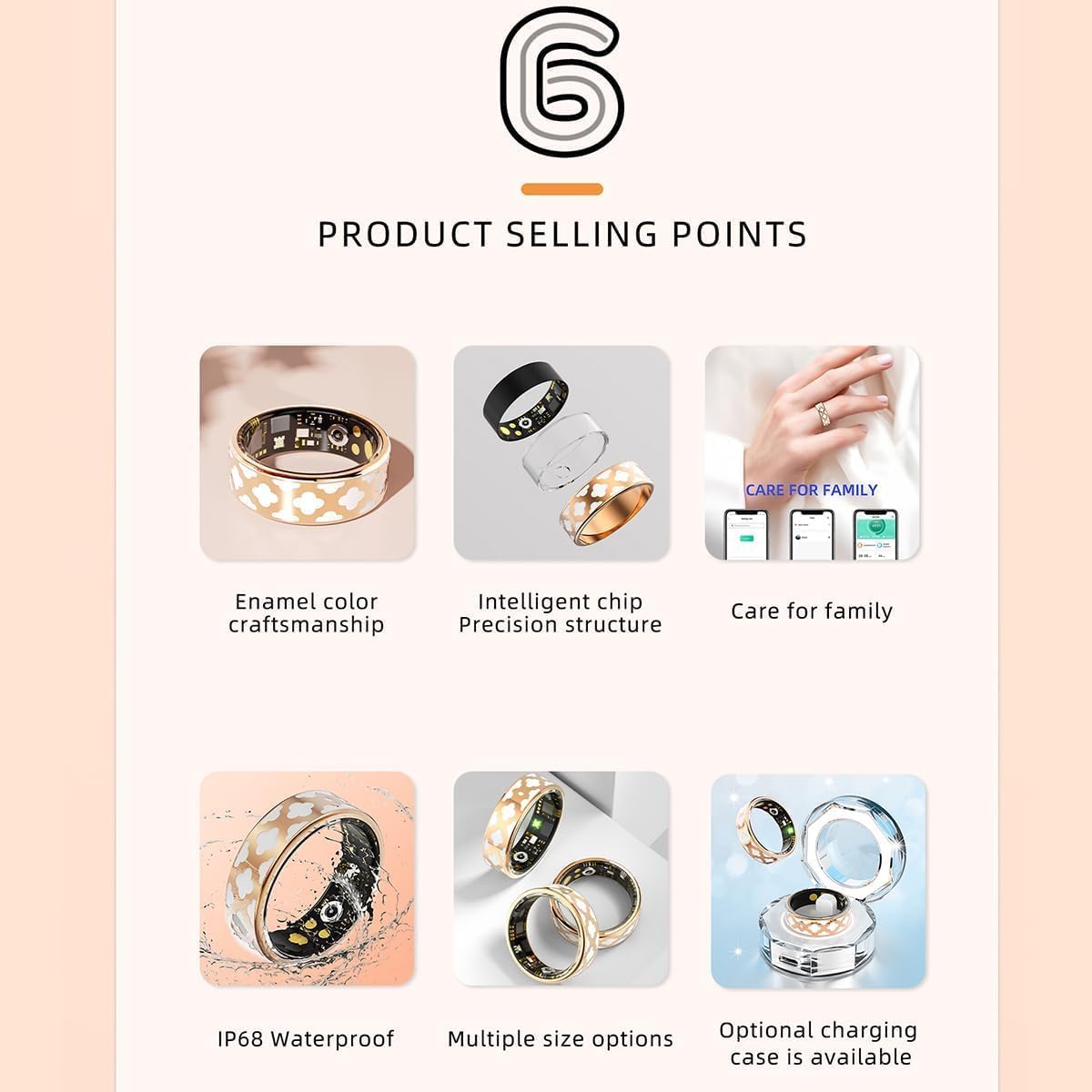 Smart Ring Health Tracker for Women Men, Fitness/Sleep/Stress/HR Tracker, Fitness Tracker with Steps, Distance & Calorie Count, iOS & Android Compatible, IP68 Waterproof (11#)