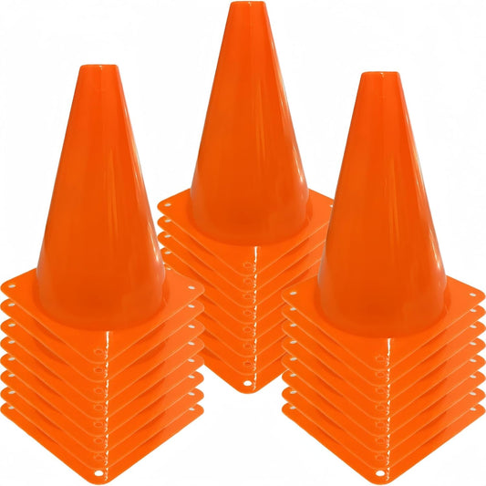 24 Pcs 7 Inch Plastic Traffic Cones, Basketball Football Drills, Skating, Sport Training Agility Markers, Indoor Outdoor Games, Multicolor