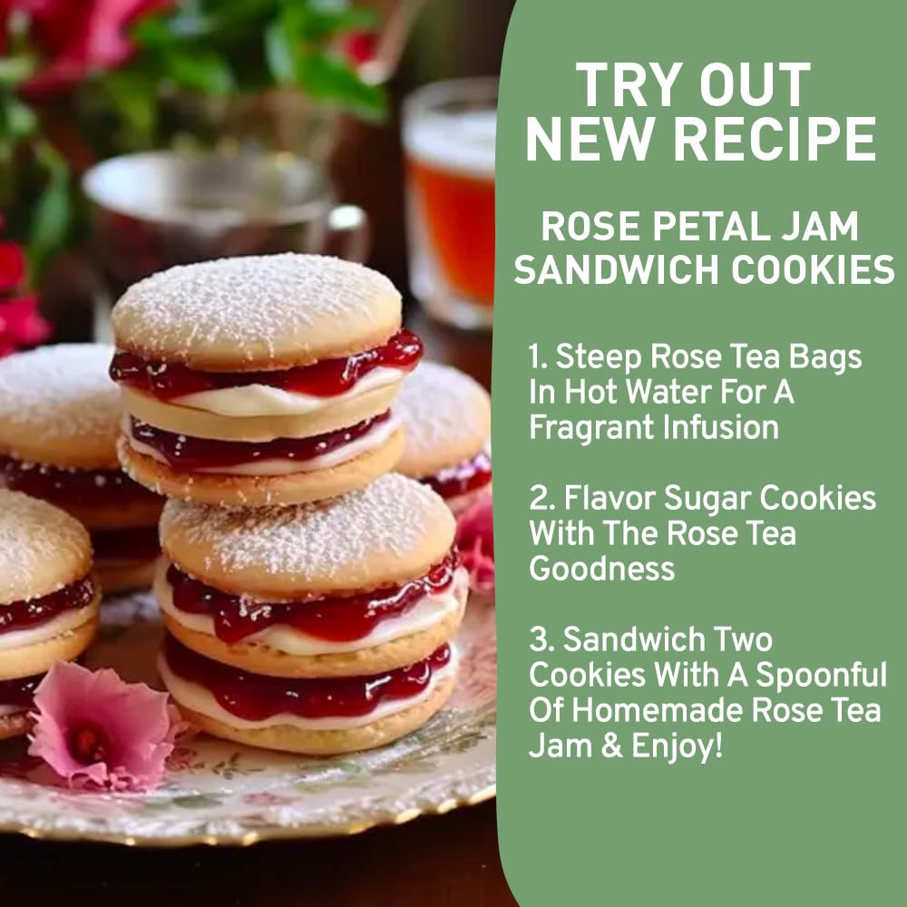 HANDPICK, Rose Buds Herbal Tea Bags - 50 Count | Caffeine Free Tulsi Tea with Chamomile & Rose Extracts | Floral & Smooth | Round Eco-conscious Tea Bags