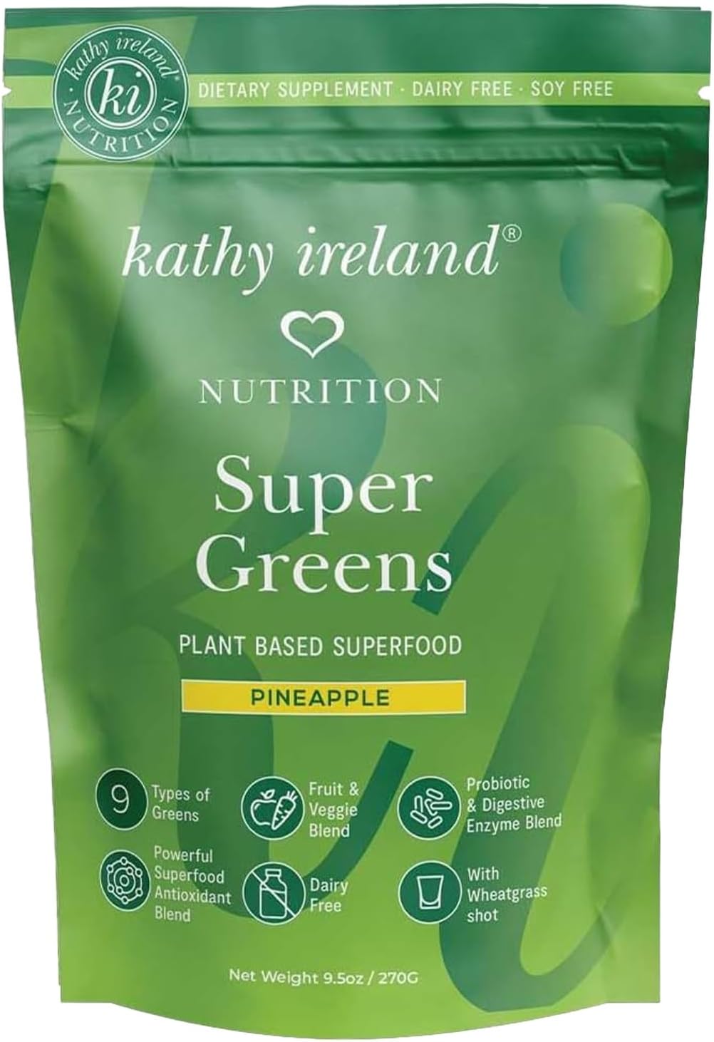 Plant Based Super Greens Powder Mix, Pineapple, 9.5oz