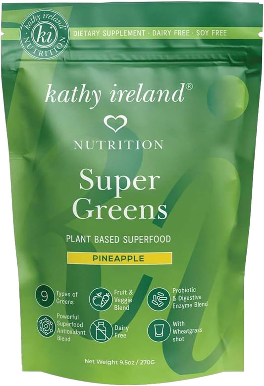 Plant Based Super Greens Powder Mix, Pineapple, 9.5oz