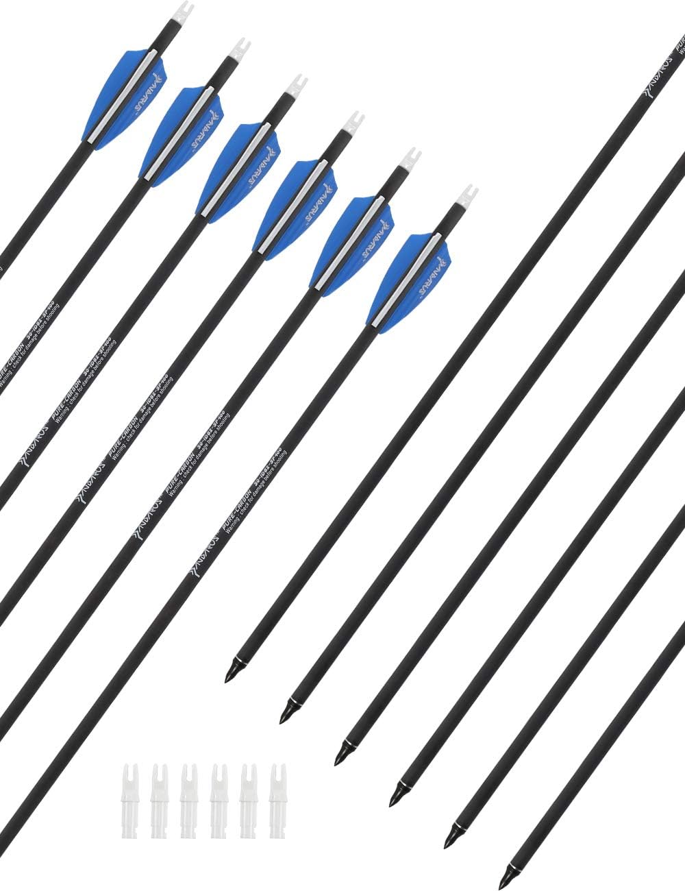 30/32" Inch ST0.006 Hunting Arrows for Compound & Recurve Bow,100% Carbon Archery Target Arrows with Removable Tips for Accurate Hunters & Bowhunters (Pack of 12)
