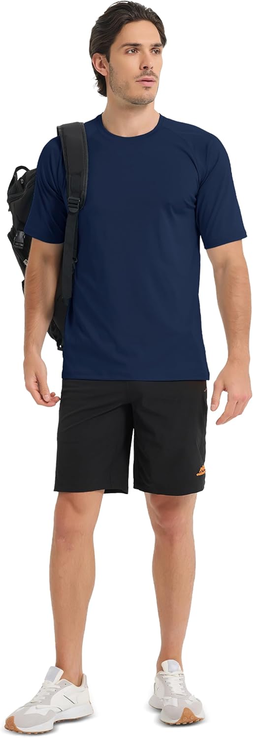 MAGCOMSEN Men's Short Sleeve UPF 50+ Sun Protection Shirts Quick Dry Athletic T-Shirt Hiking Running Swimming Rash Guard