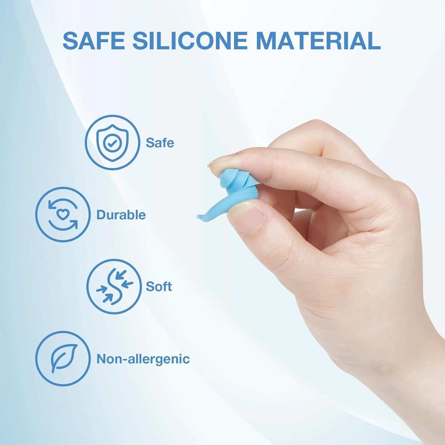 LYSIAN Reusable Swimmer Earplugs for Women Men 2 Pairs with Nose Clip, Water Proof Silicone Ear Plugs for Summer Swimming, Showering, Surfing, Water Sports and Sleeping