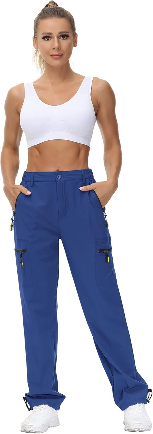 VVK Women's Hiking Cargo Pants Lightweight Quick Dry Outdoor Athletic Pants Camping Climbing Golf Zipper Pockets