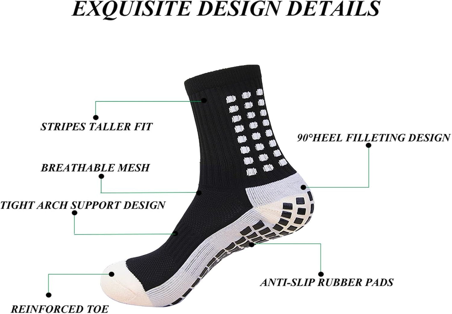 Men's Soccer Non Skid Ball Socks Anti Slip Grip Non Slip Socks, Shin Guard Sleeves, With Or Without Guard Straps for Football