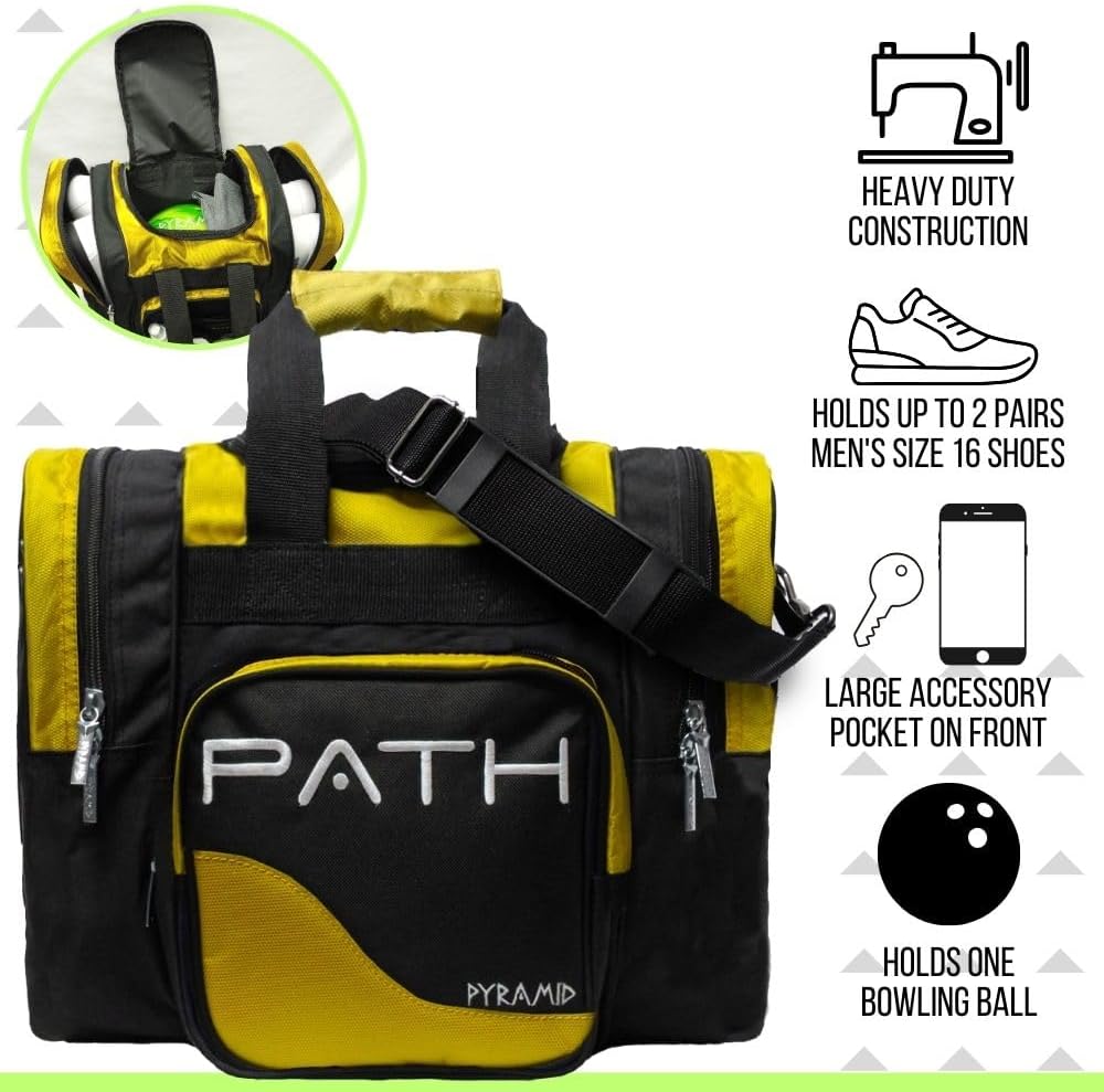 Pyramid Path Pro Deluxe Single Bowling Ball Tote - Holds One Ball, One Pair Shoes Up to Mens 15