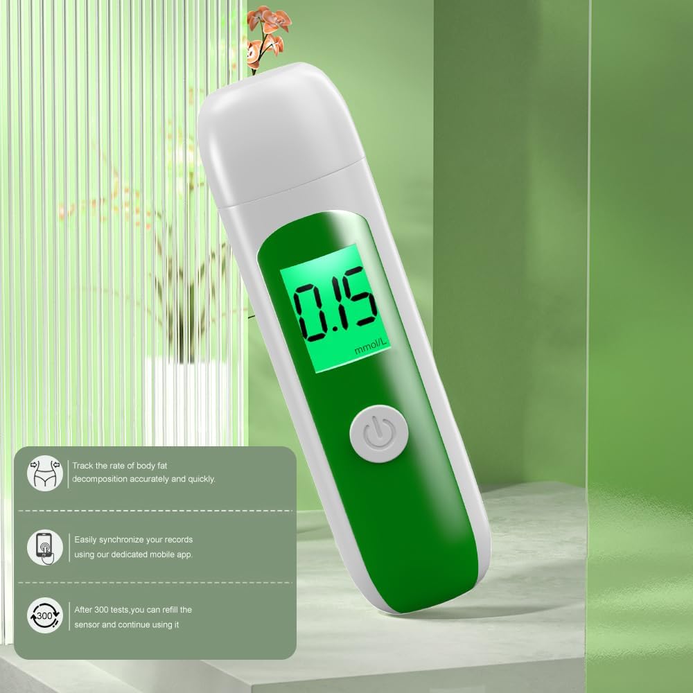 Ketone Breath Meter, Built in Rechargeable Battery Ketosis Tester, Helps You Enter Ketosis Easily(mmol/L) (White)