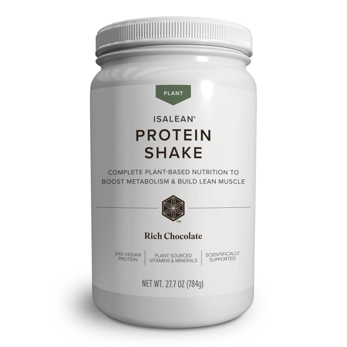 Isagenix Plant-Based IsaLean Protein Shake - Energy Powder with Whole-Food Sourced Vitamins - Supports Lean Muscle Growth & Healthy Metabolism - Rich Chocolate, 27.2 oz (14 Servings)